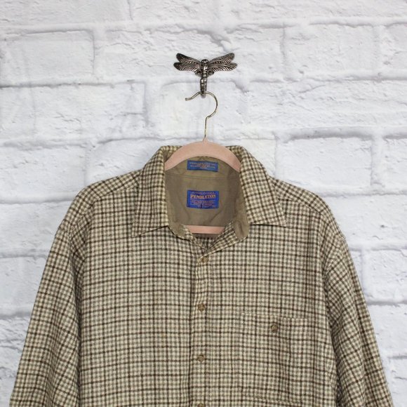 Vintage! Pendleton Wool Elbow Patch Flannel Button-Down Shirt Size XL - Picture 2 of 9